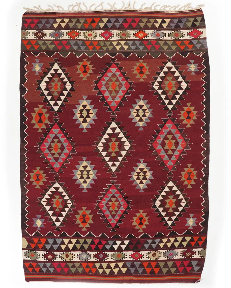 Kırmızı & Mavi Halı, 5,6x8,4 ft Zarif Zemin Çözümü