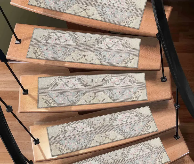 Alfombra estampada con estampado étnico beige: decoración del hogar bohemia chic