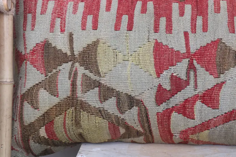Oriental Cushion Case, Vintage Kilim Pillow, Cushion, Throw Kilim Pillow, Vintage Pillow, Pastel Cushion Case, 16x48 Beige Cushion Case - 3