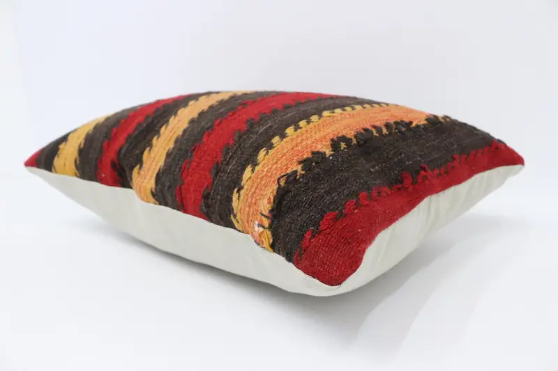 16x24 Orange Pillow Case, Kilim Pillow, Crochet Pattern Cushion Case, Decorative Cushion, Kilim Pillow Cover, Pillow, Kilim Cushion Sham - 6