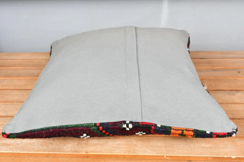 Hippie Throw Pillow, Handmade Throw Pillow Sham, 18x18 Red Pillow Case, Kilim Pillow Cover, Throw Kilim Pillow, Cushion, Kilim Pillow - 5