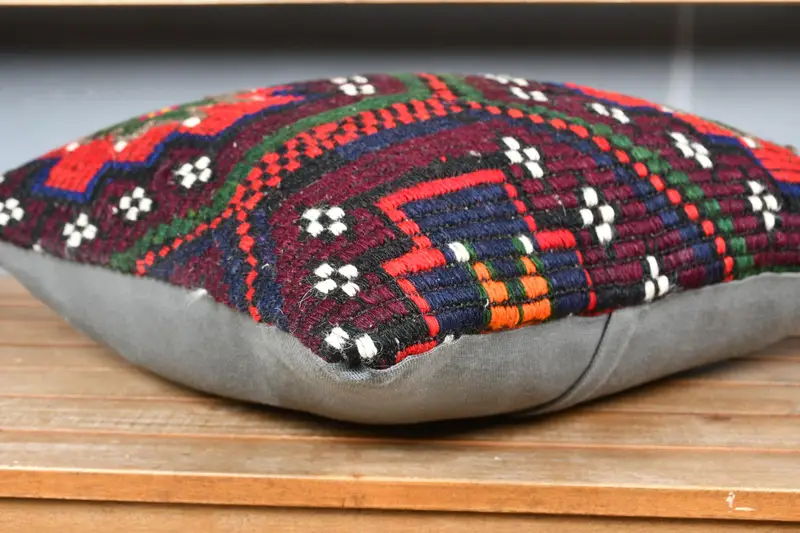 Hippie Throw Pillow, Handmade Throw Pillow Sham, 18x18 Red Pillow Case, Kilim Pillow Cover, Throw Kilim Pillow, Cushion, Kilim Pillow - 3