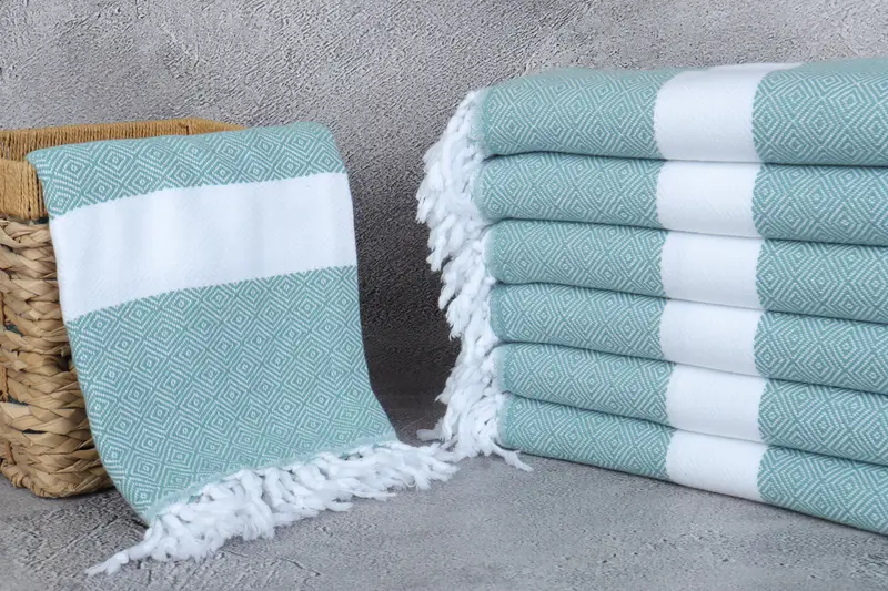 Embroidery Towels, Turkish towel, Personalized Gift, Wedding Gift, Monogram Towels, Summer Towel, 70x40 Cotton Diamond Towel, Turkish Bath Towel Set - 3