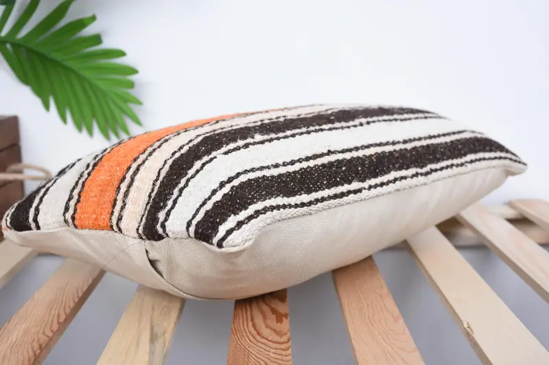 Gift Pillow, Cushion Case, Bohemian Cushion Pillow Sham, Vintage Pillow, 12x20 White Pillow, Handmade Kilim Cushion, Anatolian Pillow Cover - 6