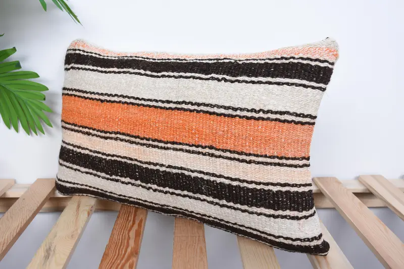 Gift Pillow, Cushion Case, Bohemian Cushion Pillow Sham, Vintage Pillow, 12x20 White Pillow, Handmade Kilim Cushion, Anatolian Pillow Cover - 5