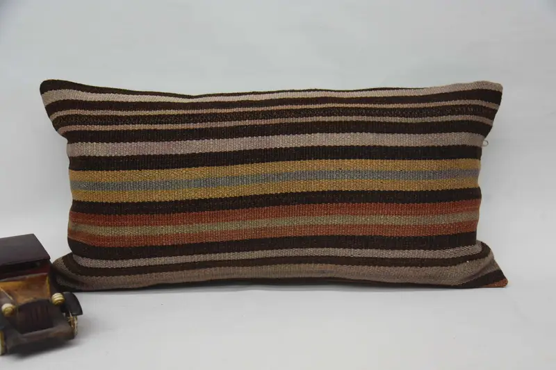 12x24 Brown Pillow Sham, Handmade Kilim Cushion, Retro Throw Cushion, Boho Pillow, Comfy Throw Cushion, Throw Kilim Pillow, Pillow Case - 1