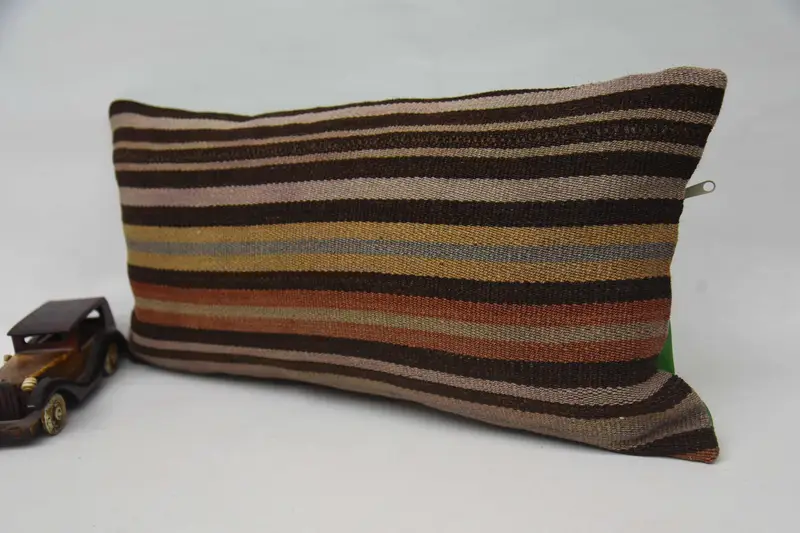 12x24 Brown Pillow Sham, Handmade Kilim Cushion, Retro Throw Cushion, Boho Pillow, Comfy Throw Cushion, Throw Kilim Pillow, Pillow Case - 3