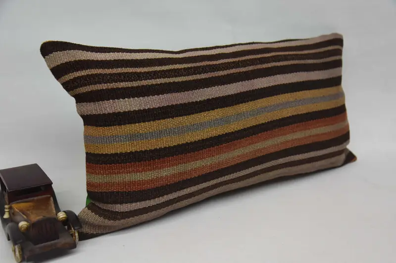 12x24 Brown Pillow Sham, Handmade Kilim Cushion, Retro Throw Cushion, Boho Pillow, Comfy Throw Cushion, Throw Kilim Pillow, Pillow Case - 2