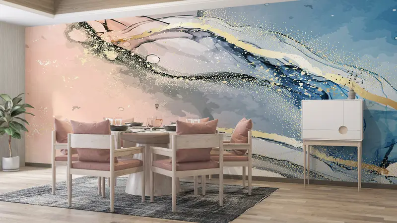 Wall Paper Peel and Stick, Modern Wall Paper, Soft Tones Wallpaper, Blue Pink Marble, 3d Wall Paper, Shimmery Wall Decor, - 9