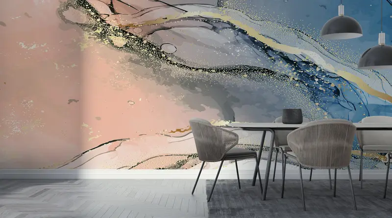 Wall Paper Peel and Stick, Modern Wall Paper, Soft Tones Wallpaper, Blue Pink Marble, 3d Wall Paper, Shimmery Wall Decor, - 3