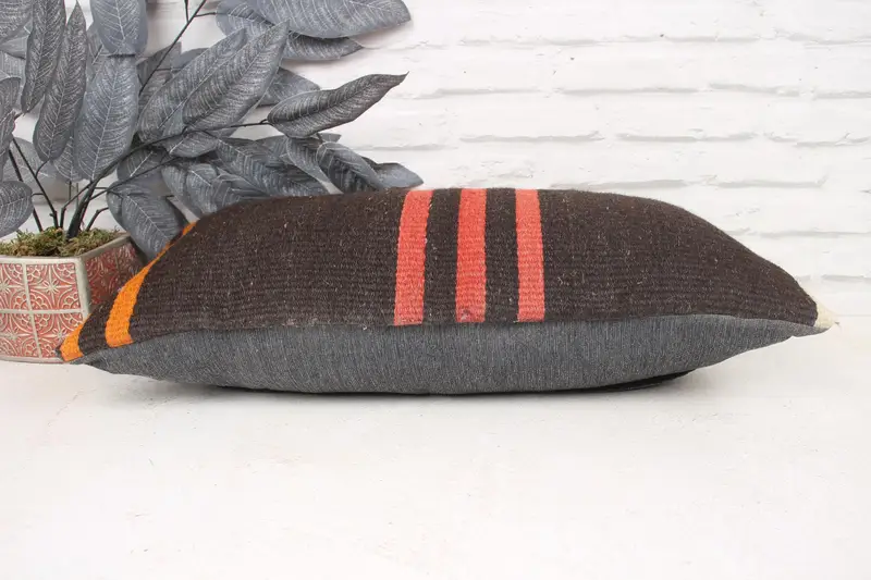 Vintage Throw Cushion, Kilim Pillow, 12x24 Brown Pillow Cover, Pillow Cover, Patio Pillow, Vintage Kilim Pillow, Vintage Kilim Throw Pillow - 5