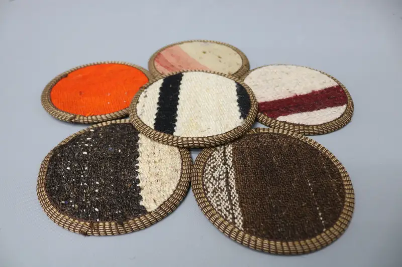 Red and Brown Striped Coaster, Durable 5x5 Inch Drink Coaster