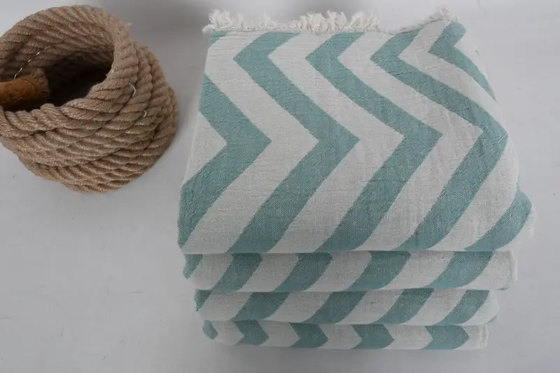 House Warming Gift, Embroidered Towel, Spa Towel, Monogrammed Beach Towel, Luxury Beach Towel, Hammam towel, 70x40 Cotton Zigzag Design Towel - 4