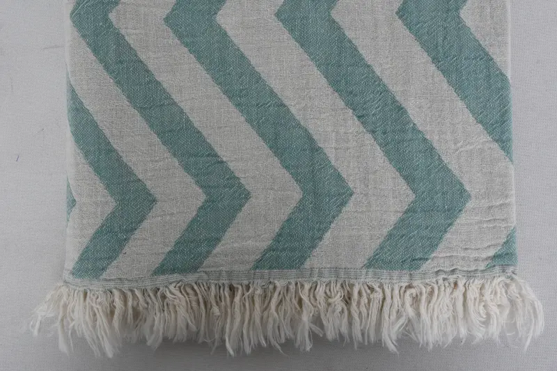 House Warming Gift, Embroidered Towel, Spa Towel, Monogrammed Beach Towel, Luxury Beach Towel, Hammam towel, 70x40 Cotton Zigzag Design Towel - 5