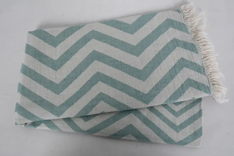 House Warming Gift, Embroidered Towel, Spa Towel, Monogrammed Beach Towel, Luxury Beach Towel, Hammam towel, 70x40 Cotton Zigzag Design Towel - 6