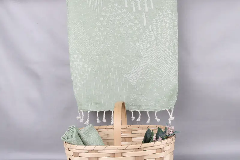 Hair Towel Personalized Khaki Green Patterned Plants Trees, 18x36 Inches