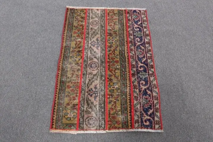 2.2x3.2 ft Turkish Rug, Vintage Rug, Blue Floral Wool Rug - 1