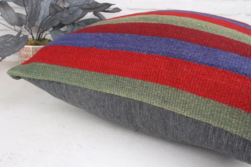 Cushion Case, Throw Kilim Pillow, Ethnical Kilim Rug Pillow, 24x24 Red Cushion Case, Boho Pillow, Car Pillow Cover, Ethnic Pillow Cover Pillow Sham - 7