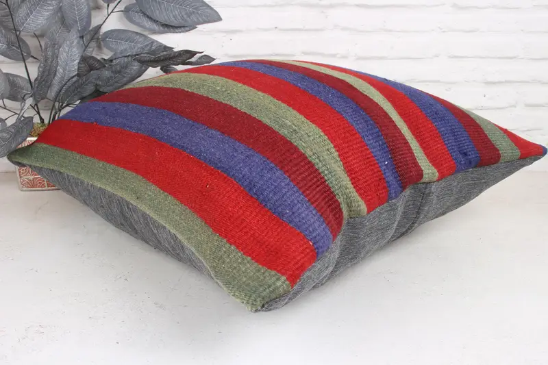 Cushion Case, Throw Kilim Pillow, Ethnical Kilim Rug Pillow, 24x24 Red Cushion Case, Boho Pillow, Car Pillow Cover, Ethnic Pillow Cover Pillow Sham - 6