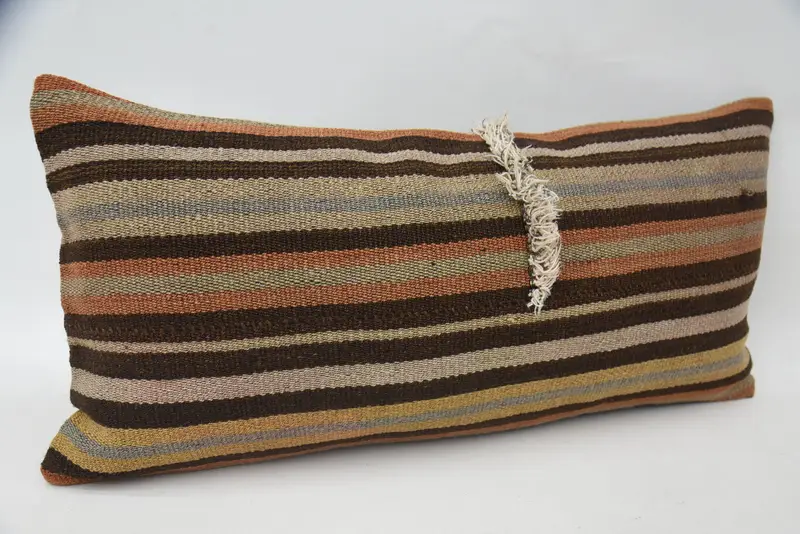 12x24 Brown Pillow Case, Pillow, Kilim Cushion Sham, Pillow for Sofa, Authentic Pillow Sham, Boho Pillow Sham Cover, Lounge Throw Pillow Sham - 2