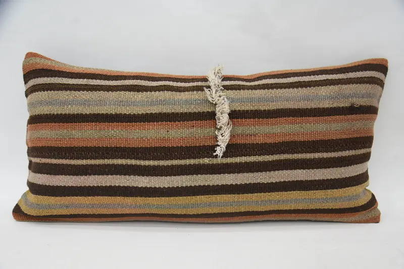 12x24 Brown Pillow Case, Pillow, Kilim Cushion Sham, Pillow for Sofa, Authentic Pillow Sham, Boho Pillow Sham Cover, Lounge Throw Pillow Sham - 1