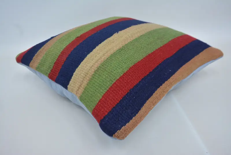 Vintage Kilim Throw Pillow, Cushion, Bolster Throw Cushion Cover, Gift Pillow, Vintage Cushion Cover, Vintage Kilim Pillow, 16x16 Green Cushion Case - 6