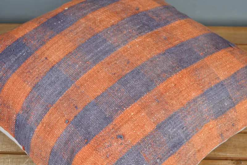Turkish Pillow, Kilim Pillow Cover, 20x20 Orange Pillow, Nomadic Pillow Cover, Cushion Case, Seat Pillow Cover, Kilim Pillow - 3
