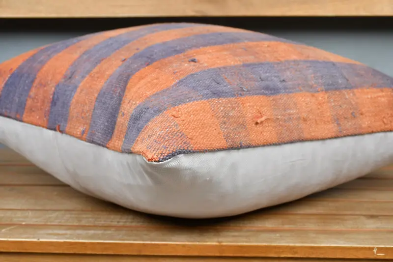 Turkish Pillow, Kilim Pillow Cover, 20x20 Orange Pillow, Nomadic Pillow Cover, Cushion Case, Seat Pillow Cover, Kilim Pillow - 4