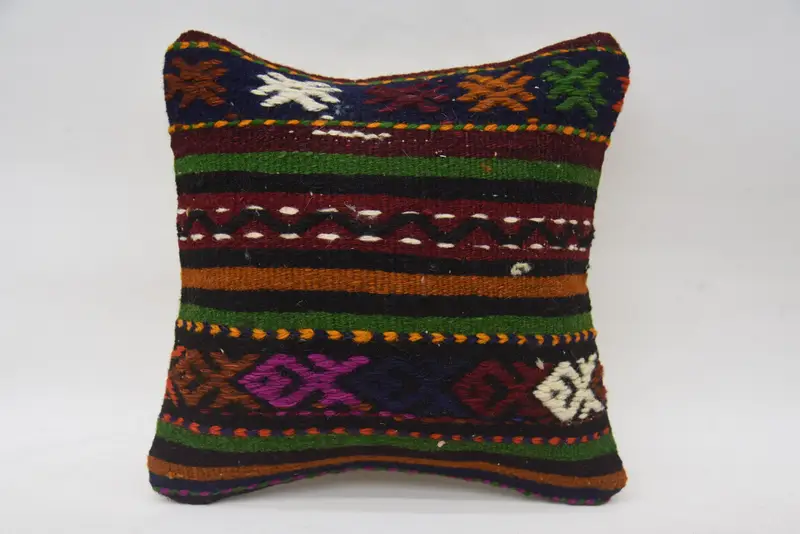 Yoga Cushion Cover, Pillow for Couch, 12x12 Green Cushion Cover, Pillow Sham, Turkish Kilim Pillow, Gift Pillow, Authentic Pillow Cover - 1