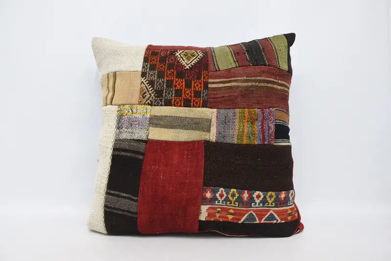 Woven Turkish Red Cushion, Antique 32x32 inch Large Square Cushion Case - 1