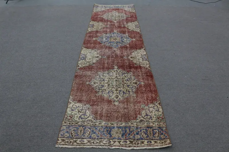 パープル & ブルー ラグ、3x8 フィート ソリッド コンフォート