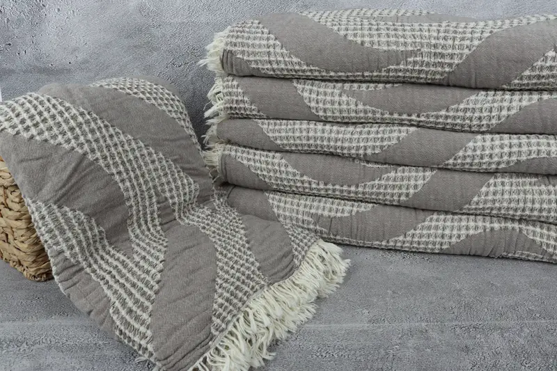 Turkish Throw Blanket, Bachelorette Party Favors, Decorative Blanket, Woven Throw Blanket, Grandma Gift, 92x70 Cotton Waffle Towel, Turkish Bedcover - 3