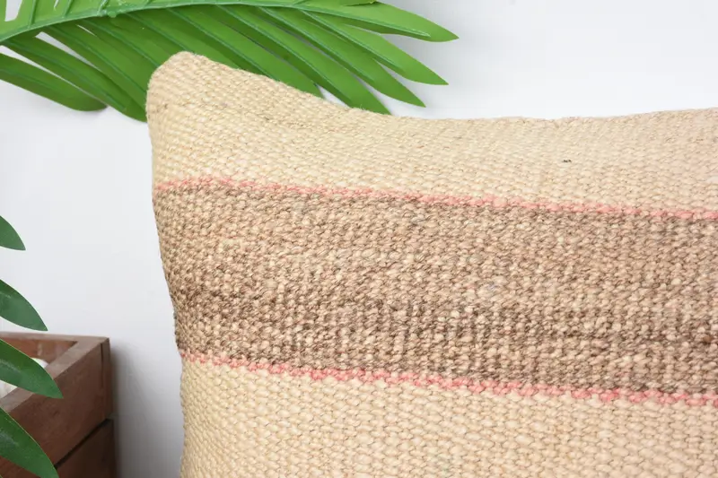 12x24 Beige Pillow Sham, Home Decor Pillow, Vintage Kilim Throw Pillow, Cushion, Interior Designer Pillow, Seat Pillow Sham - 2
