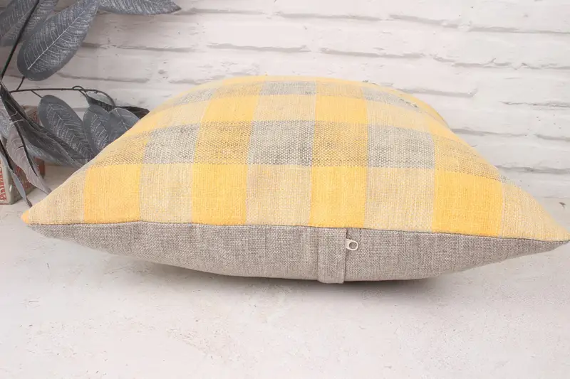 Pillow for Sofa, Cushion, 18x18 Yellow Pillow, Vintage Kilim Throw Pillow, Turkish Corner Pillow Sham, Bench Cushion, Antique Pillows - 5