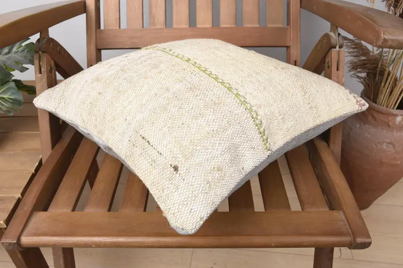 16x16 Beige Cushion Cover, Antique Pillows, Southwestern Pillow Case, Pillow Sham, Gift Pillow, Christmas Pillow, Vintage Kilim Pillow - 4