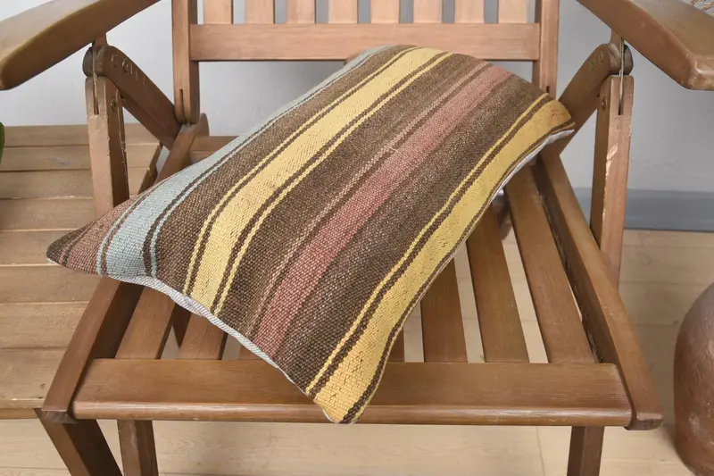 Bolster Pillow Sham, 12x20 Brown Pillow, Interior Designer Pillow, Chair Pillow, Pillow Sham, Ethnical Kilim Rug Pillow, Kilim Pillow Cover - 4