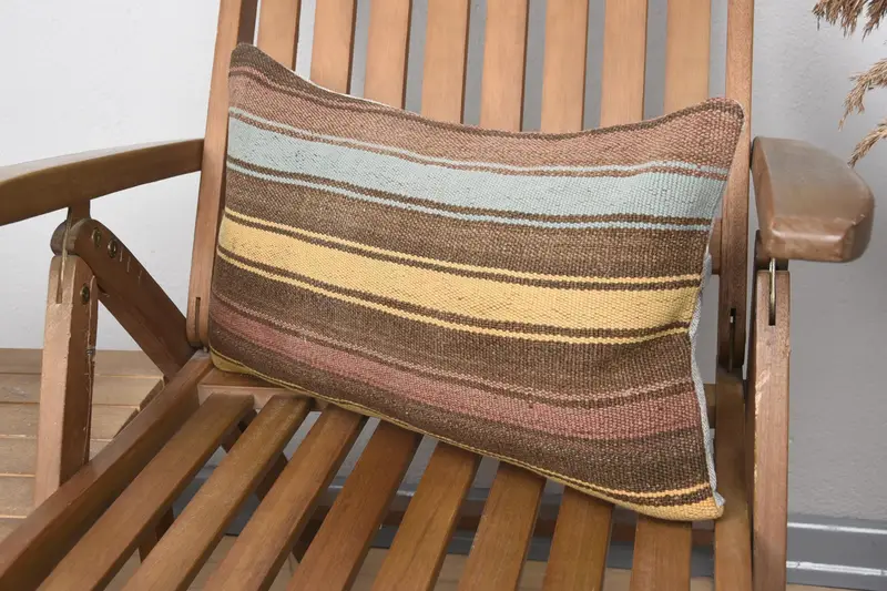 Bolster Pillow Sham, 12x20 Brown Pillow, Interior Designer Pillow, Chair Pillow, Pillow Sham, Ethnical Kilim Rug Pillow, Kilim Pillow Cover - 3