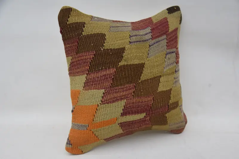 Kilim Pillow, Wholesale Cushion Cover, Handmade Kilim Cushion, Pillow Case, Meditation Cushion Cover, 12x12 Brown Cushion Cover, Vintage Pillow - 2