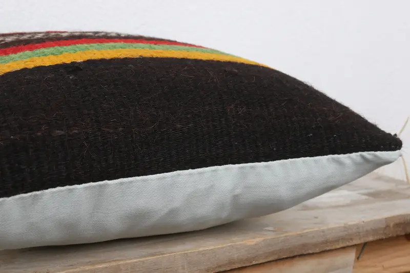 Kilim Pillow, Boho Pillow, Kilim Pillow Cover, 14x14 Brown Pillow Case, Chair Pillow Case, Natural Cushion Cover, Pillow Case, Toss Pillow - 6