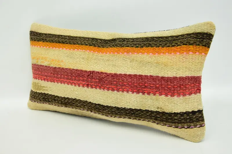 Pillow Cover, 8x16 Beige Cushion, Antique Pillows, Pillow for Sofa, Kilim Rug Pillow Case, Vintage Pillow Cover, Handmade Kilim Cushion - 4