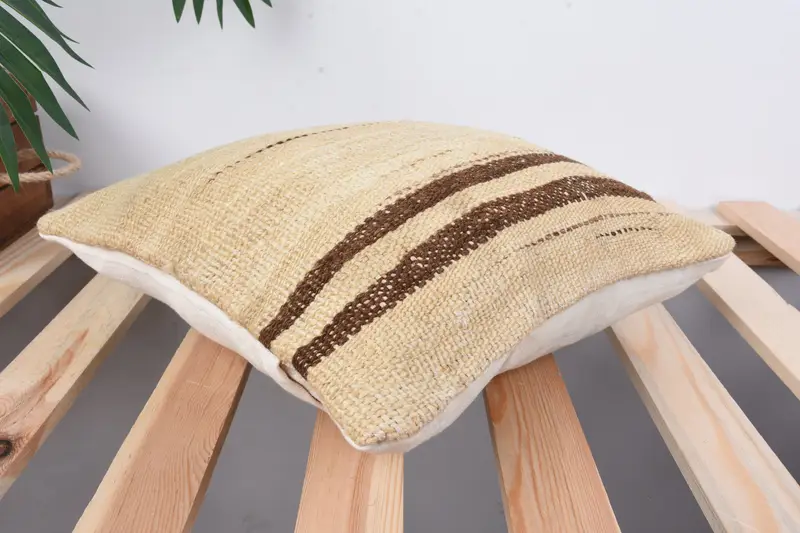 Handmade Kilim Cushion, 12x12 Beige Pillow Cover, Bench Cushion, Kilim Pillow, Pillow Case, Interior Designer Pillow, Wool Kilim Pillow Cushion - 6