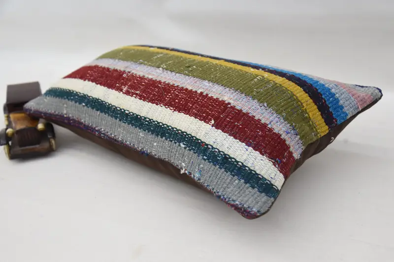 Outdoor Pillow, 12x20 Blue Pillow, Couch Cushion Case, Turkish Pillow, Kilim Pillow Cover, Colorful Cushion, Cushion, Pillow for Couch - 6