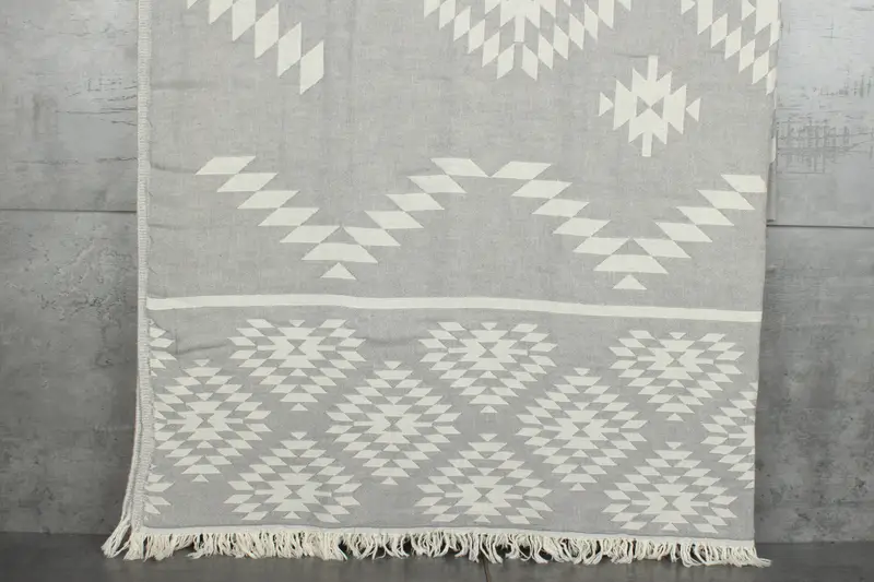 Turkish Blanket, Bachelorette Gifts, 84x56 Cotton Kilim Towel, Shower Curtain, Home Gift, Oversized Beach Towel, Housewarming Gift, Turkish Bedcover - 1