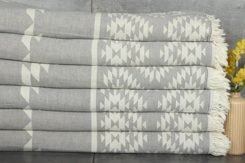 Turkish Blanket, Bachelorette Gifts, 84x56 Cotton Kilim Towel, Shower Curtain, Home Gift, Oversized Beach Towel, Housewarming Gift, Turkish Bedcover - 2