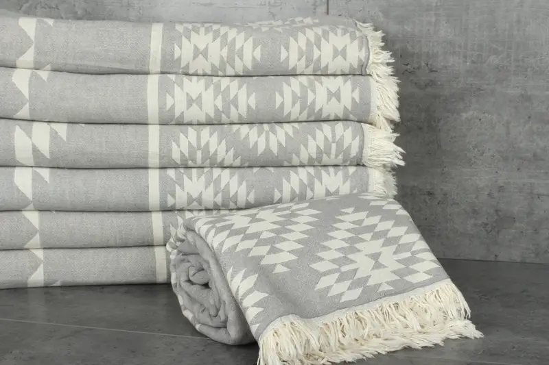 Turkish Blanket, Bachelorette Gifts, 84x56 Cotton Kilim Towel, Shower Curtain, Home Gift, Oversized Beach Towel, Housewarming Gift, Turkish Bedcover - 3