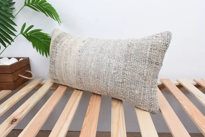 12x24 White Cushion Case, Turkish Kilim Pillow, Cushion, Throw Kilim Pillow, Ethnic Pillow Cover Cushion Case, Ethnical Kilim Rug Pillow - 5