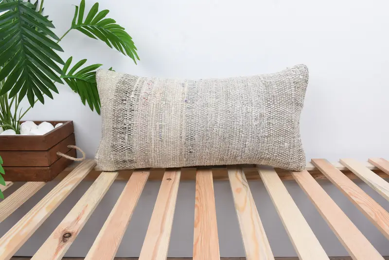 12x24 White Cushion Case, Turkish Kilim Pillow, Cushion, Throw Kilim Pillow, Ethnic Pillow Cover Cushion Case, Ethnical Kilim Rug Pillow - 1