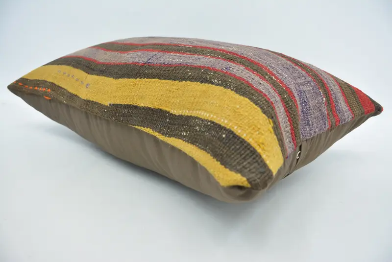 Kilim Pillow, Pillow, 16x24 Brown Cushion Case, Cotton Pillow Case, Vintage Kilim Pillow, Ethnic Pillow Cover Cushion Cover, Handmade Kilim Cushion - 6