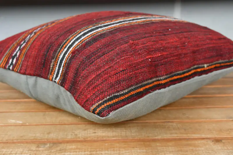 Cushion Cover, Muted Cushion Cover, 18x18 Red Cushion, Interior Designer Pillow, Turkish Kilim Pillow, Boho Pillow, Vintage Cushion Case - 3