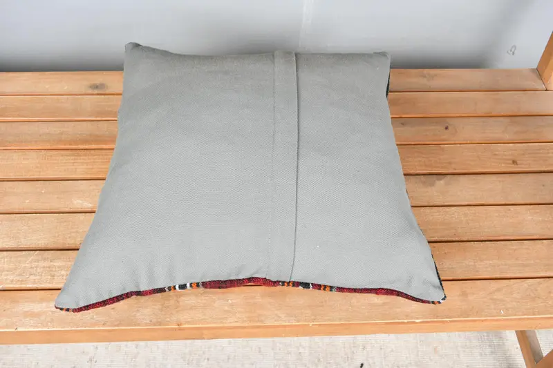 Cushion Cover, Muted Cushion Cover, 18x18 Red Cushion, Interior Designer Pillow, Turkish Kilim Pillow, Boho Pillow, Vintage Cushion Case - 5